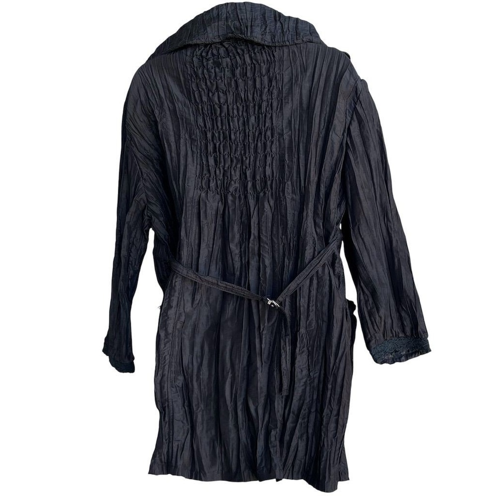 PRETTY ANGEL Whimsigoth Silk Jacket Size XL Crinkle Wired Collar & Pockets Black - Picture 2 of 3